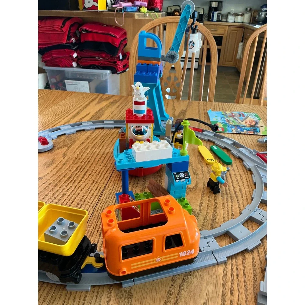 LEGO Duplo Cargo Train 10875 Push & Go Steam Train Harbor Crane Set works